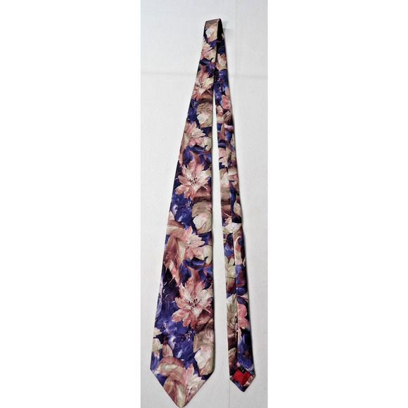 Vtg Van Heusen Classic Collection Mens Neck Tie Silk Floral Blue Pink 90s - Picture 2 of 6